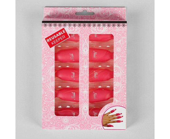 Зображення 3 Набір багаторазових пластикових ковпачків - кліпс для зняття гель лаку, 10шт./уп. Червоний