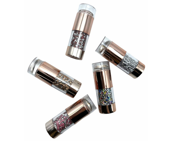 Зображення 6 Подвійний штамп для стемпінгу зі стразами + 2 скрапери (прозора та молочна подушечки) Червоний зі сріблом