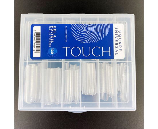 Зображення 3 Верхні форми для нарощування нігтів Touch Nails Forms Square Universa, 120 шт