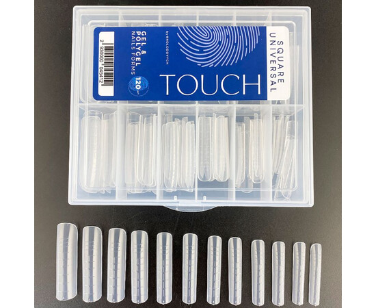 Зображення 2 Верхні форми для нарощування нігтів Touch Nails Forms Square Universa, 120 шт