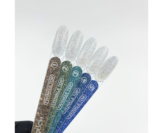 Зображення 3 Топ з UV-фільтрами Touch Twinkle Top No-Wipe 05 прозорий із синіми блискітками та світловідбивним шимером, 13 мл, Об'єм (мл, г): 13, Колір: 05