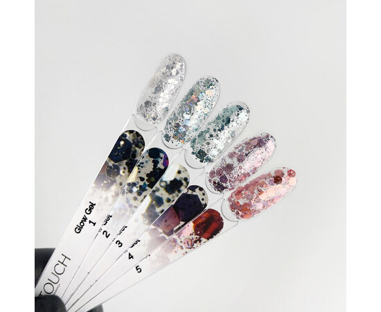 Зображення 2 Гель для нігтів з великими блискітками для дизайну Touch Glow Gel №1, 5 мл, Об'єм (мл, г): 5, Колір: 01