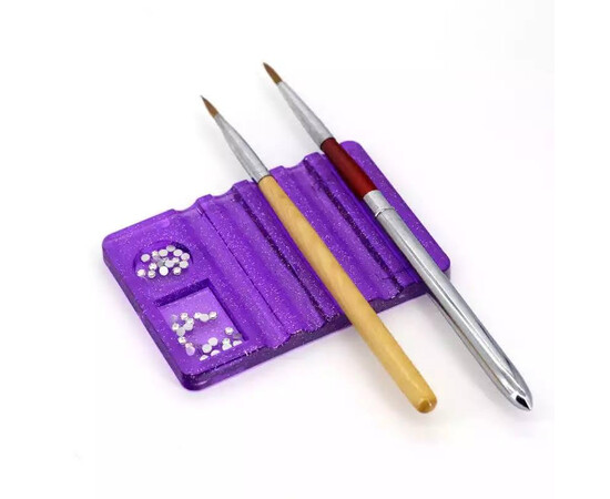 Изображение 2 Пластиковая подставка для 5 кистей + палитра для красок Фиолетовый