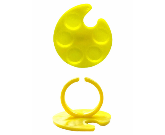 Зображення 4 Палітра на кільці для змішування фарб, гель лаків, гелів, клею для нарощування вій Жовтий