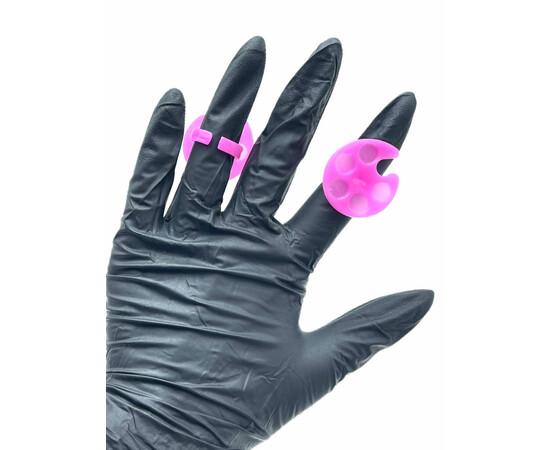 Зображення 2 Палітра на кільці для змішування фарб, гель лаків, гелів, клею для нарощування вій Рожевий