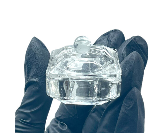 Зображення 3 Прозора порожня скляна тара з кришкою для гелю, акрилу, мономеру 8 (квадрат)