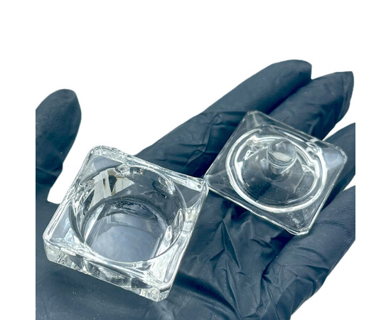 Зображення 4 Прозора порожня скляна тара з кришкою для гелю, акрилу, мономеру 8 (квадрат)