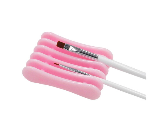 Изображение 2 Пластиковая подставка-держатель под кисти на 5 секций. Розовый