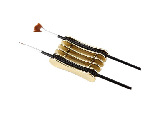 Изображение 2 Пластиковая подставка (держатель) под кисти Хром (зеркальная) на 5 секций Золото