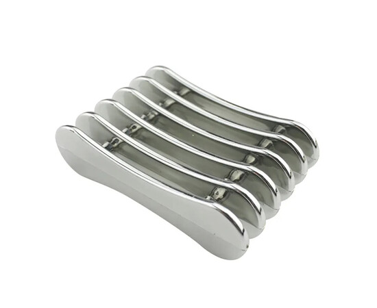 Зображення 2 Пластикова підставка (тримач) під китиці Хром (дзеркальна) на 5 секцій Срібло