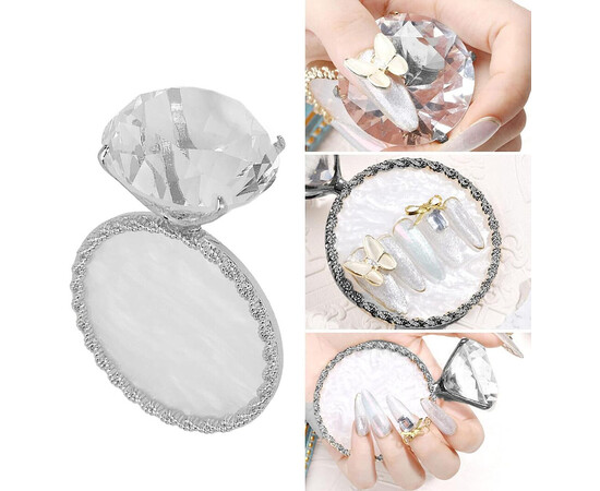 Зображення 5 Палітра-кільце на палець для змішування фарб / підставка під кисті, діамант Срібло