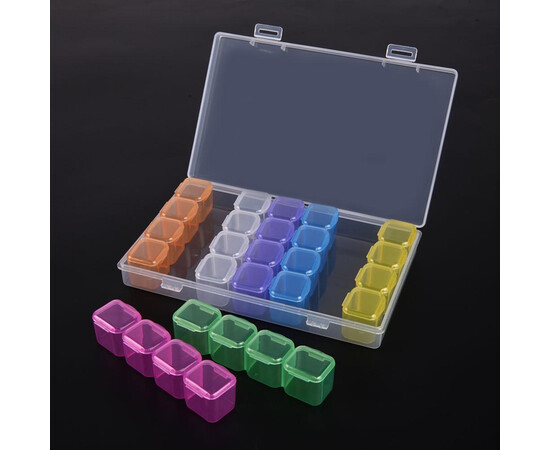 Изображение 2 Контейнер/органайзер с крышкой для мелкого декора (пластиковый, на 28 ячеек)