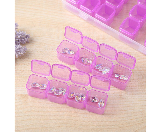 Изображение 5 Контейнер/органайзер с крышкой для мелкого декора (пластиковый, на 28 ячеек)