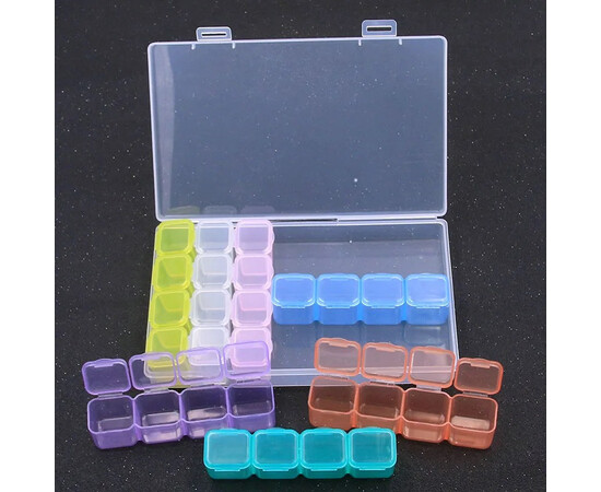 Изображение 6 Контейнер/органайзер с крышкой для мелкого декора (пластиковый, на 28 ячеек)