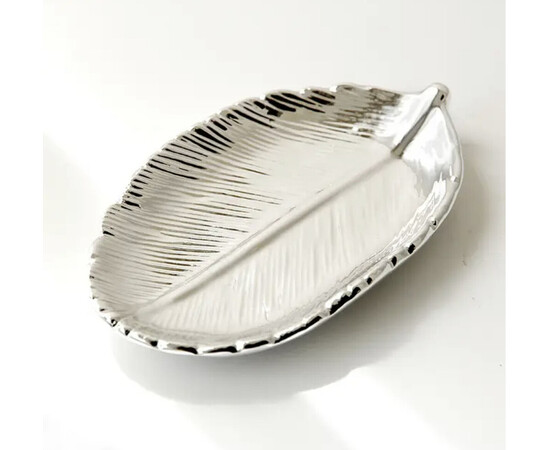 Зображення 2 Керамічна палітра "Лист" для фарб + підставка для кистей та прикрас Срібло