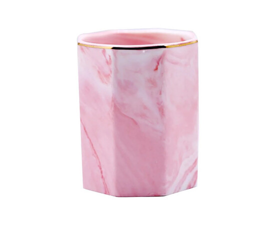 Зображення 2 Мармуровий органайзер (підставка) для зберігання манікюрних кистей та інших інструментів Рожевий