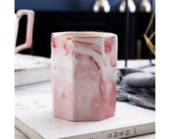 Зображення 4 Мармуровий органайзер (підставка) для зберігання манікюрних кистей та інших інструментів Рожевий