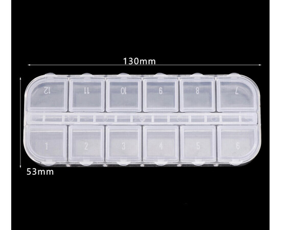 Изображение 2 Пластиковый контейнер / бокс на 12 ячеек - для канцелярии, украшений и мелкого декора