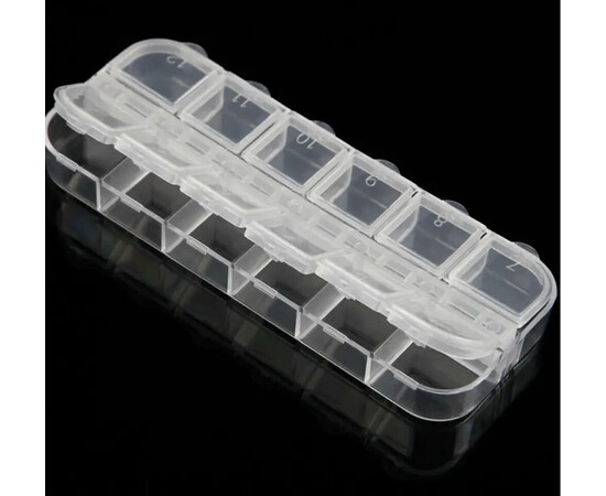Изображение 4 Пластиковый контейнер / бокс на 12 ячеек - для канцелярии, украшений и мелкого декора