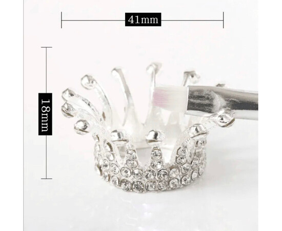 Изображение 3 Пластиковая подставка "Корона" для кистей и украшений + палитра для смешивания красок и других текстур Серебро С (ширина - 4см. высота - 1.8 см)