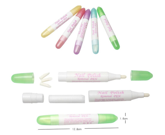 Зображення 9 Набір з 5 шт. - олівець / коректор Removal Pen для видалення лаку з нігтів (+ 3 змінні насадки)