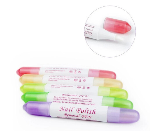 Зображення 8 Набір з 5 шт. - олівець / коректор Removal Pen для видалення лаку з нігтів (+ 3 змінні насадки)