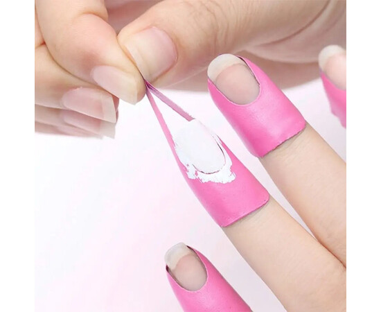 Изображение 4 U-образные силиконовые наклейки (10шт./уп.) для защиты кутикулы и боковых валиков от лака Розовый