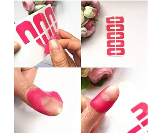 Изображение 2 U-образные силиконовые наклейки (10шт./уп.) для защиты кутикулы и боковых валиков от лака Розовый