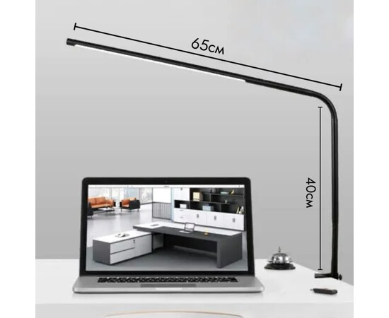 Изображение 6 Настольная LED лампа FХ-021 на 15 Вт. металлическая на струбцине - для освещения рабочего места Черный