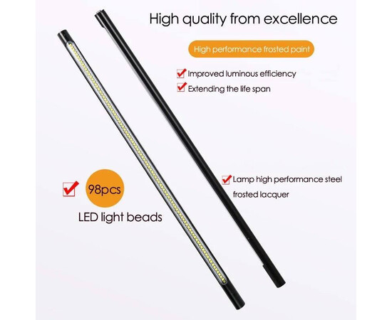 Изображение 9 Настольная LED лампа FХ-021 на 15 Вт. металлическая на струбцине - для освещения рабочего места Черный