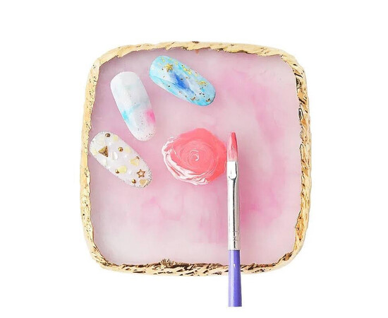 Изображение 2 Квадратная палитра для смешивания красок, гелей, гель лаков и других материалов (8,5х8,5см.), 386 Розовый