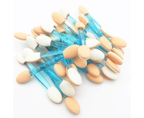 Зображення 2 Двосторонні аплікатори (10 шт./уп.) для нанесення тіней, пігментів та втирання втирання для дизайну нігтів Синій