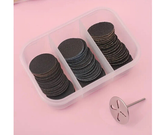 Изображение 3 Набор сменных файлов с металлической основой-диском (35мм.) для педикюра, 50шт./уп. 80 грит.