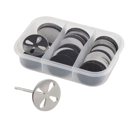 Изображение 2 Набор сменных файлов с металлической основой-диском (35мм.) для педикюра, 50шт./уп. 180 грит.