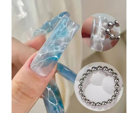 Изображение 5 Круглые бусины-магниты для гель-лака "кошачий глаз" (5мм/ 20шт)