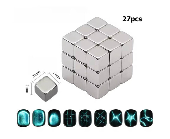 Зображення 3 Магніти-кубики для гель-лаку "котяче око" (5х5мм/27шт)