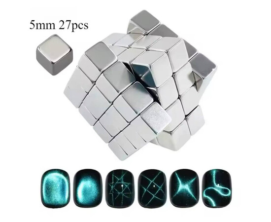 Зображення 10 Магніти-кубики для гель-лаку "котяче око" (5х5мм/27шт)