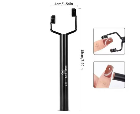 Зображення 2 Магніт двосторонній Y-подібний Дизайнер для котячого ока з подвійною головкою МС6 Black (Чорний)