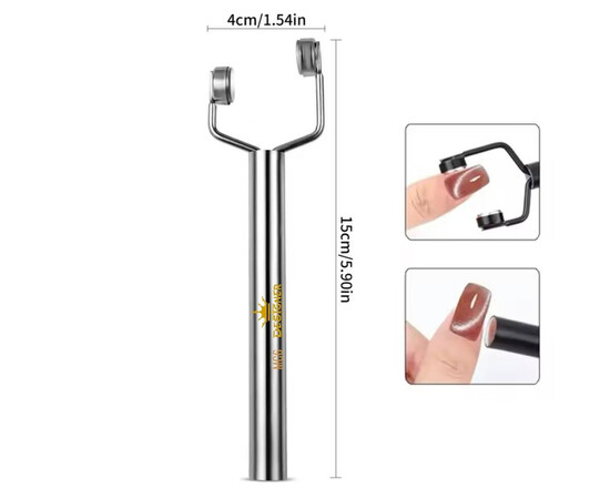 Зображення 2 Магніт двосторонній Y-подібний Дизайнер для котячого ока з подвійною головкою МС6 Silver (Срібло)