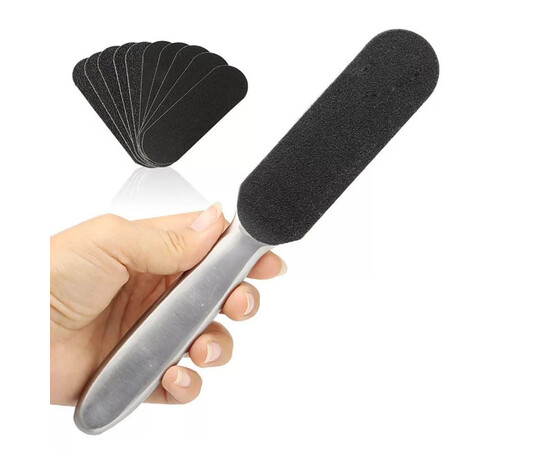 Изображение 3 Металлическая двусторонняя тёрка - пилка для ног, ступней со сменными файлами (10 шт.) 201