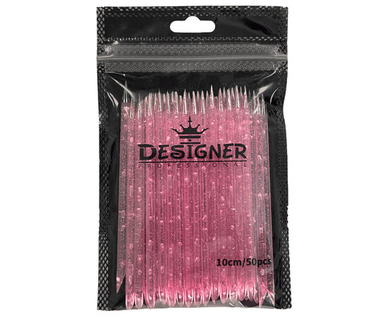 Зображення 2 Багаторазові пластикові (апельсинові) палички Дизайнер для кутикули, 10 см., 50 шт./уп. Рожевий