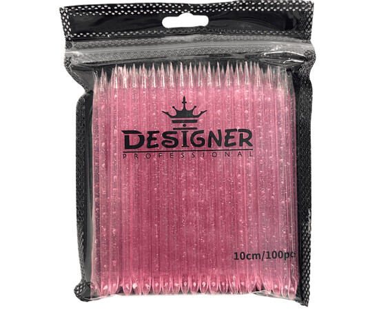 Изображение 2 Многоразовые пластиковые (апельсиновые) палочки Дизайнер для кутикулы, 10 см., 100 шт./уп. Розовый