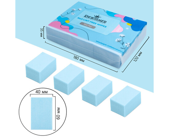 Зображення 2 Безворсові серветки Дизайнер – 700 шт./уп. для зняття липкого шару Блакитний