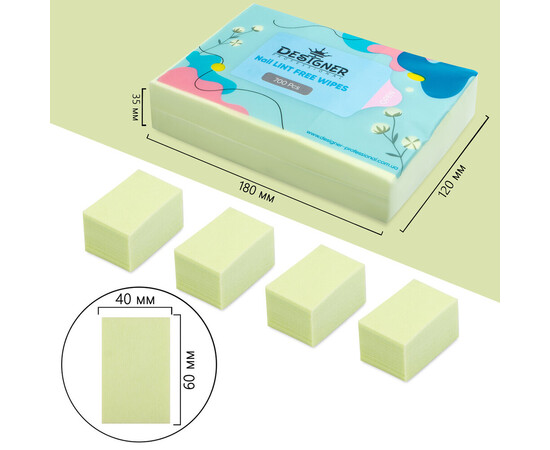 Зображення 2 Безворсові серветки Дизайнер – 700 шт./уп. для зняття липкого шару Зелений