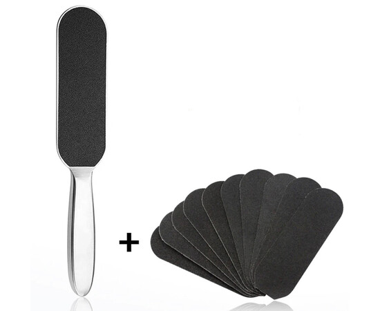 Зображення 2 Двостороння терка металева - пилка для ніг, ступнів зі змінними файлами (10 шт.) 199