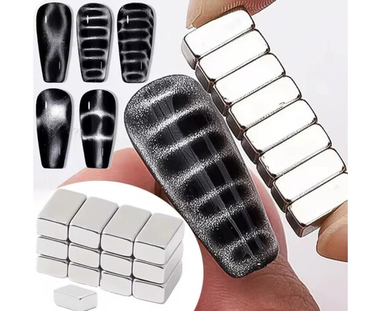 Зображення 6 Магніти прямокутні для гель-лаку "котяче око" (10х5х3мм/12шт)