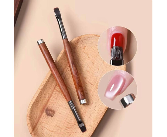 Зображення 2 Магніт для котячого ока + квадратна кисть 2в1 Дизайнер для роботи з гелем (9мм) МС4