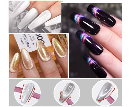 Зображення 3 Потужний двосторонній магніт Дизайнер для дизайну гель-лаком "котяче око" МС1 Блакитний