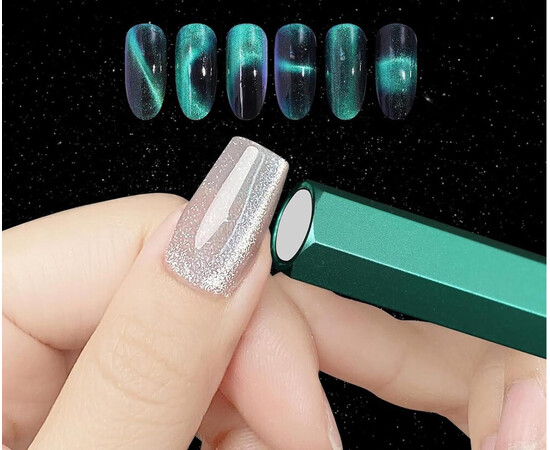 Зображення 3 Потужний двосторонній магніт Дизайнер для дизайну гель-лаком "котяче око" МС1 Зелений