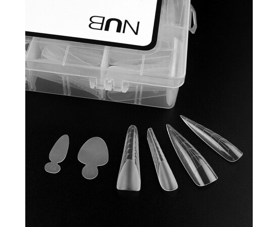 Зображення 2 Верхні форми для нарощування нігтів з молдами NUB Nail Dual Forms+ Мигдаль і овал, 192 шт
